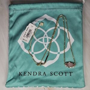 NWT Kendra Scott Genevieve Gold Short Pendant Necklace Pink Cat's Eye